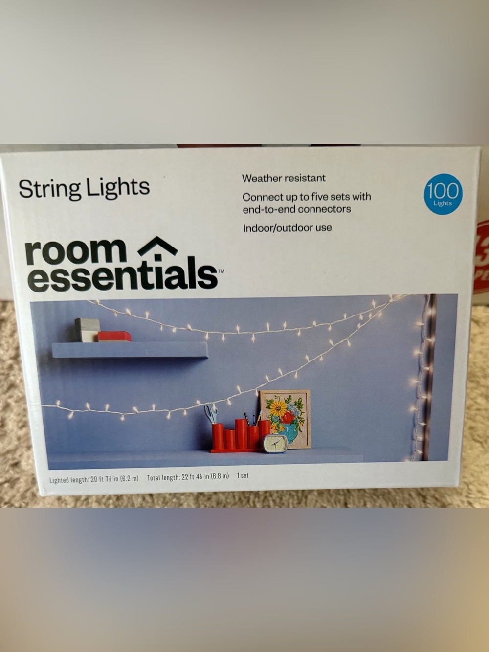 NWT. Room Essentials White Mini String Lights - Warm White Indoor/Outdoor